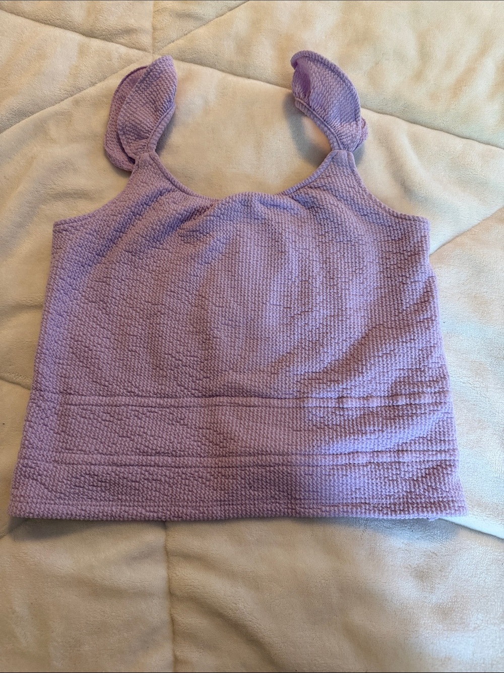 A&F Lilac Textured Tank Top with Knot Straps